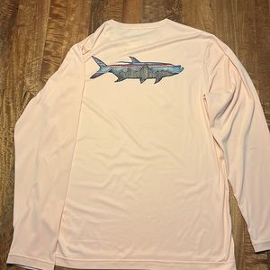 Mens small Patagonia capilene fishing/hiking/sun shirt. Light orange/peach color